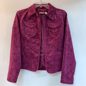 Women’s Chico’s Magenta Corduroy Collared Jacket, Chico’s Size 0 / US Size 4